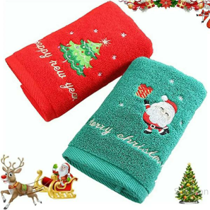 100% Cotton Fluffy Soft and Water Absorption Gift Towel Custom Embroidered logo Christmas Towel