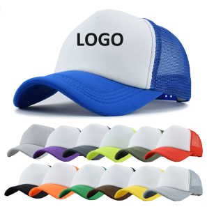 100% Polyester Trucker Hiking Foam Caps Men Custom logo Foam Truckers Cap Mesh Baseball Hat 