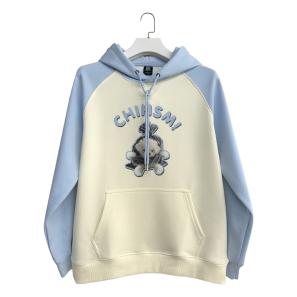 Customized Hoodie High Quality Raglan Sleeve Jacket Made Color Block Pullover Hoodie