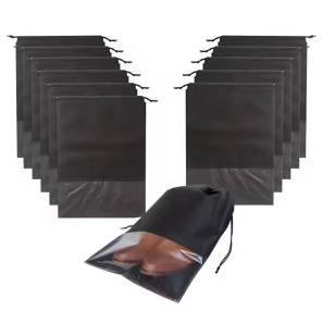 Wholesale Waterproof Custom clear Travel Non Woven Bag Portable Sneaker Carrier Drawstring Shoe Bag with logo