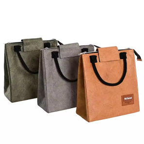 Portable Durable Custom logo Print Thermal Insulated Kraft Lunch Bag Paper Dupont Tyvek Cooler Bag