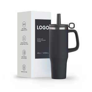 Stainless Steel Handle Tumbler 40oz Customized Vacuum Insulated Coffee Mug with Straw Lid