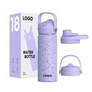 New Material Paint Spinning Insulated Drinking Bottles Leak-proof Sport Style Flask with Straw Lid for Camping