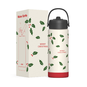 Christmas Double Wall Stainless Steel Water Bottle with Patent Lid BPA-Free Vacuum Insulated for Outdoor for Giveaways