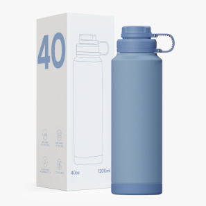 High Quality 40oz Stainless Steel Water Bottle with Silicone Base Straw Handle for Sports Outdoor