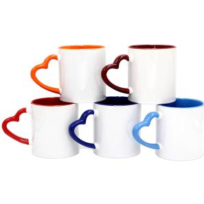 Personalized 11oz Sublimation Blank Mugs Heart Handle Stock Cup for Sublimation