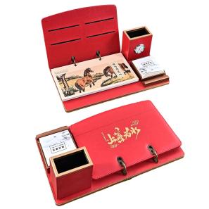 Custom Desk Pen Holder Calender for Desk Multi-colors PU Leather Calender Desktop Organizer Executive Desk Calenderv