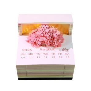 Creative Portable 3D Memo Pad Desk Ornament Calendar Paper Art Collection Notes Calendar Cube with Music Speaker at the Bottom
