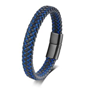 Luxury Stainless Steel Mens Braided Leather Bracelet Men Leather Personalized Custom Bracelet