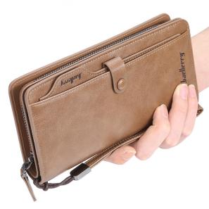 Cell Phone Wallet Purse Men Long fold Leather Wallet Rfid Anti Theft Brown Leather Minimalist Wallets