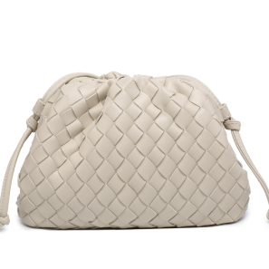 Small Woven Handmade Clutch Bag Soft PU Leather Dumpling Cloud Design Women's Handbag in Stock